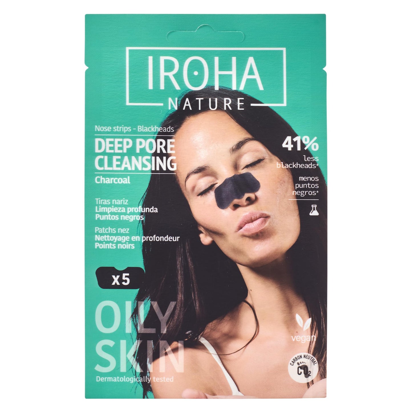 Embalagem de Iroha Nature com adesivos para espinhas com ácido salicílico, Tea Tree e Centella Asiatica