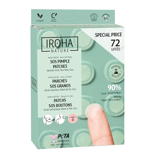 Adesivos para espinhas com ácido salicílico Iroha Nature em embalagem com 18 unidades para tratamento de acne