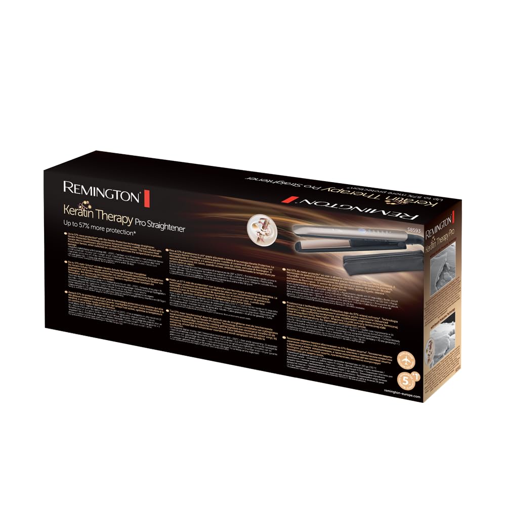 Alisador de cabelo profissional Remington Keratin Therapy Pro com placas flutuantes e proteção de queratina