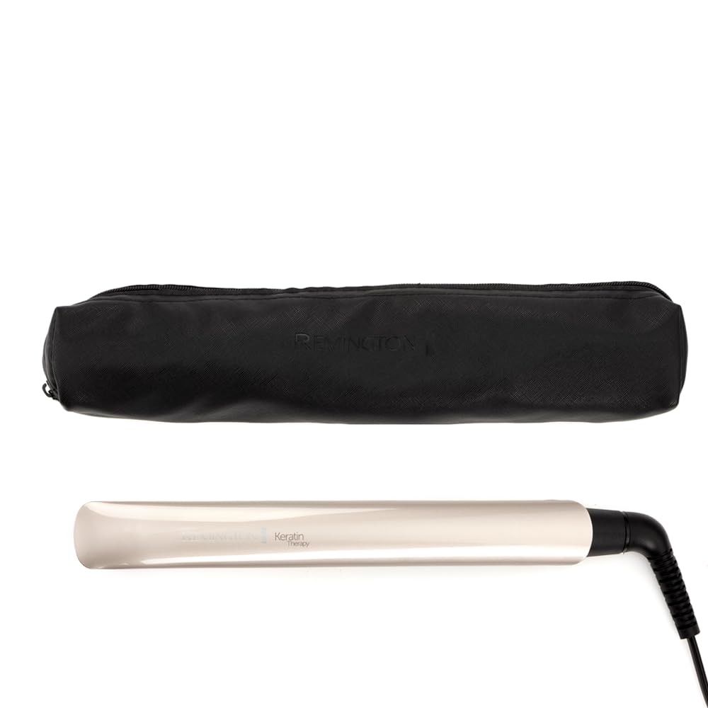 Alisador de cabelo profissional Remington Keratin Therapy Pro com placa flutuante e estojo preto