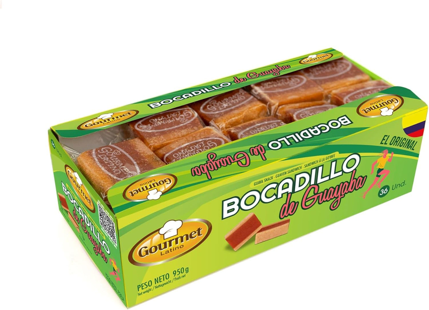 Pacote com 36 lanches de goiaba, 950g, alto teor de vitamina C goiaba, ideal para desportistas e energético