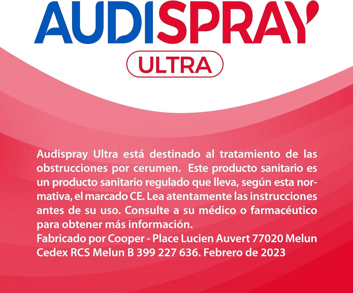 AUDISPRAY Ultra para remover e dissolver a tampa de cerume, solução eficaz de 20 ml para cuidados dos ouvidos