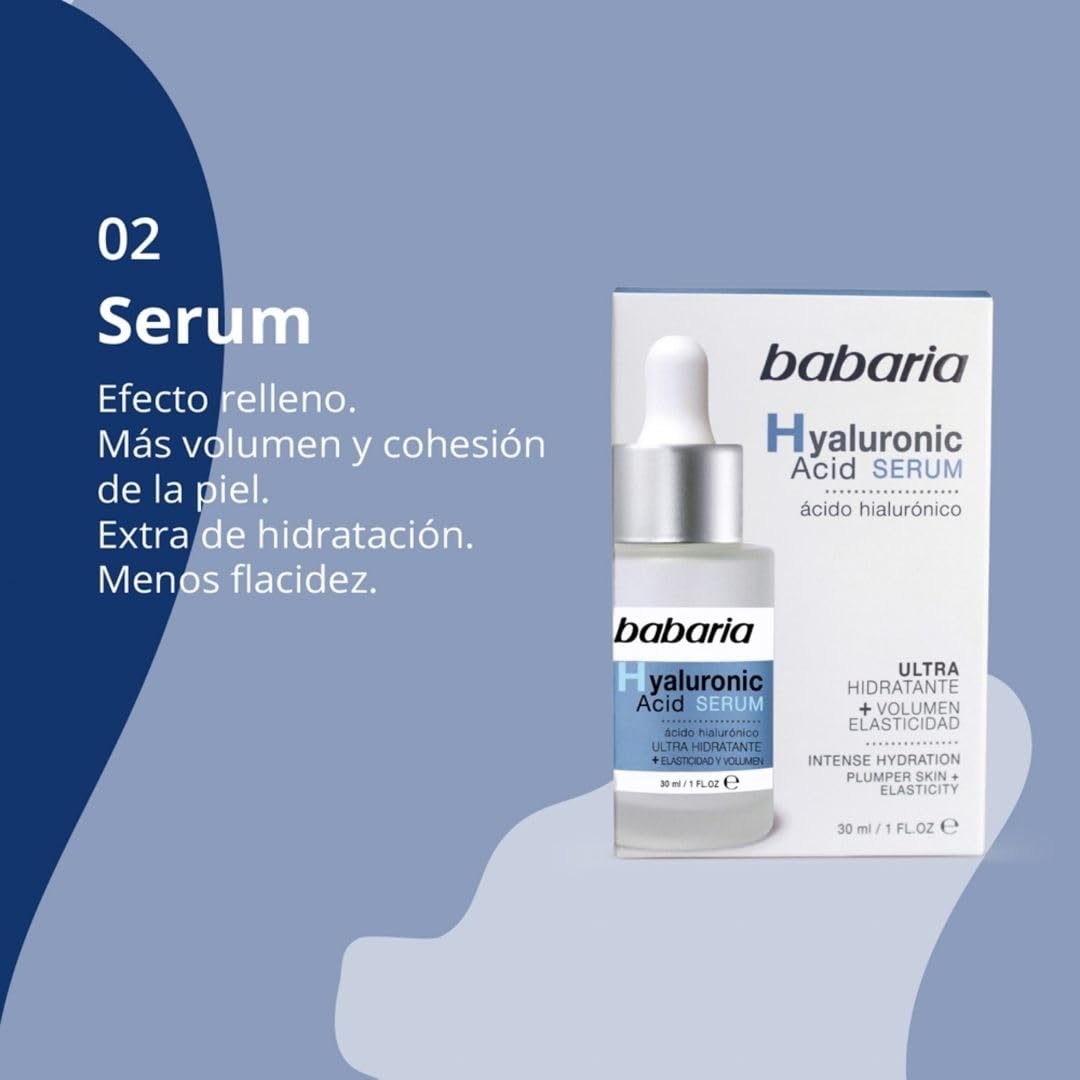 Babaria - Pack cremes mulher presente com soro facial de ácido hialurónico de 30 ml e creme hidratante