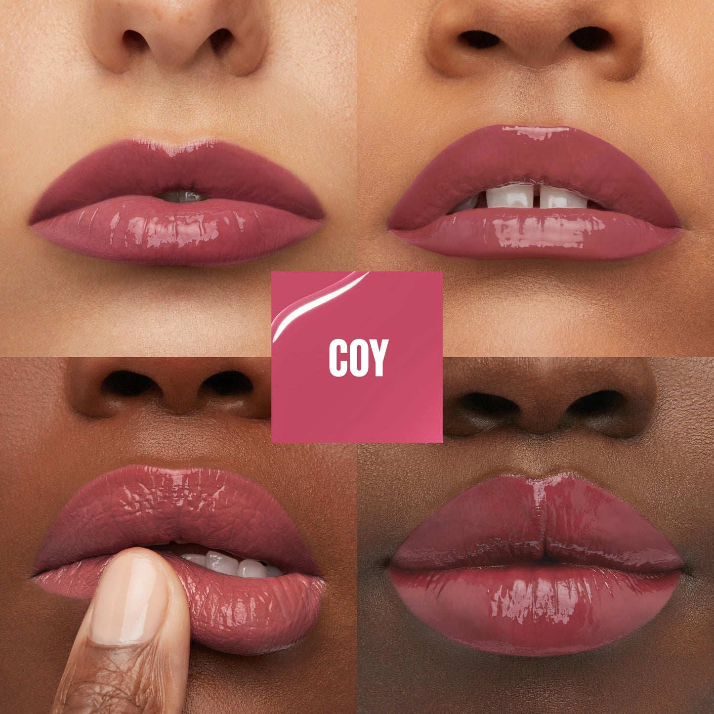 Batom efeito vinil Maybelline Superstay em diversas tonalidades com acabamento brilhante e longa duração