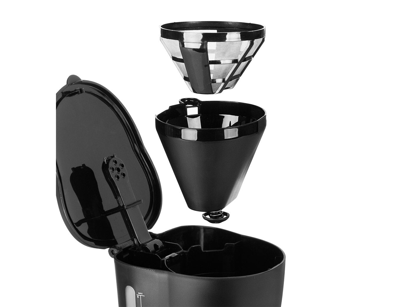 Detalhe da Cafeteira Cecotec drip 680W com filtro removível e compartimento para água de 0,8 litros