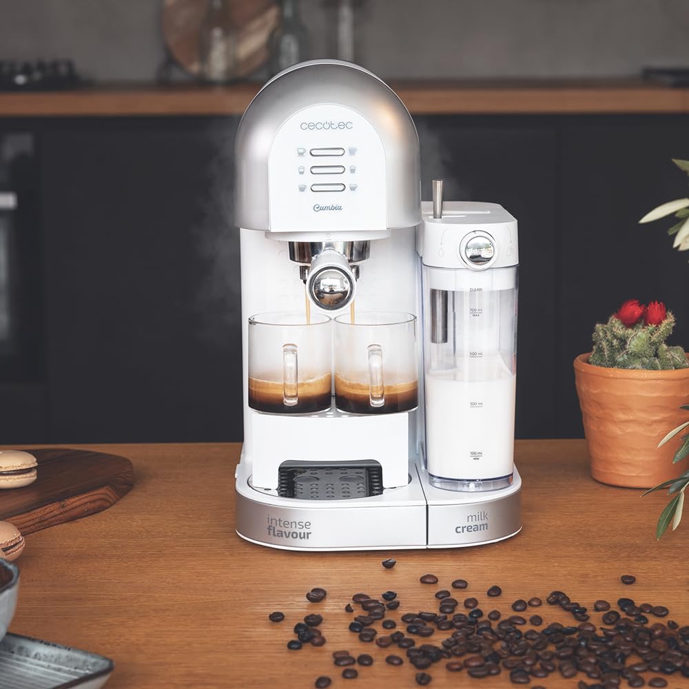 Cafeteira semiautomatica Cecotec Power Instant-ccino 20 Chic série bianca com capacidade para café moído e em cápsulas