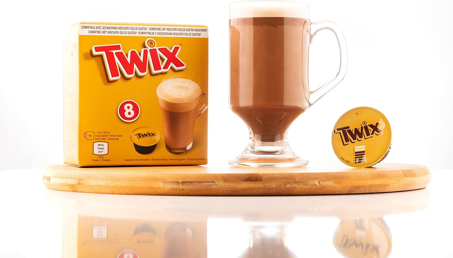 Cápsulas de chocolate quente compatíveis com Dolce Gusto da Mars, Twix e Milky Way, 24 unidades