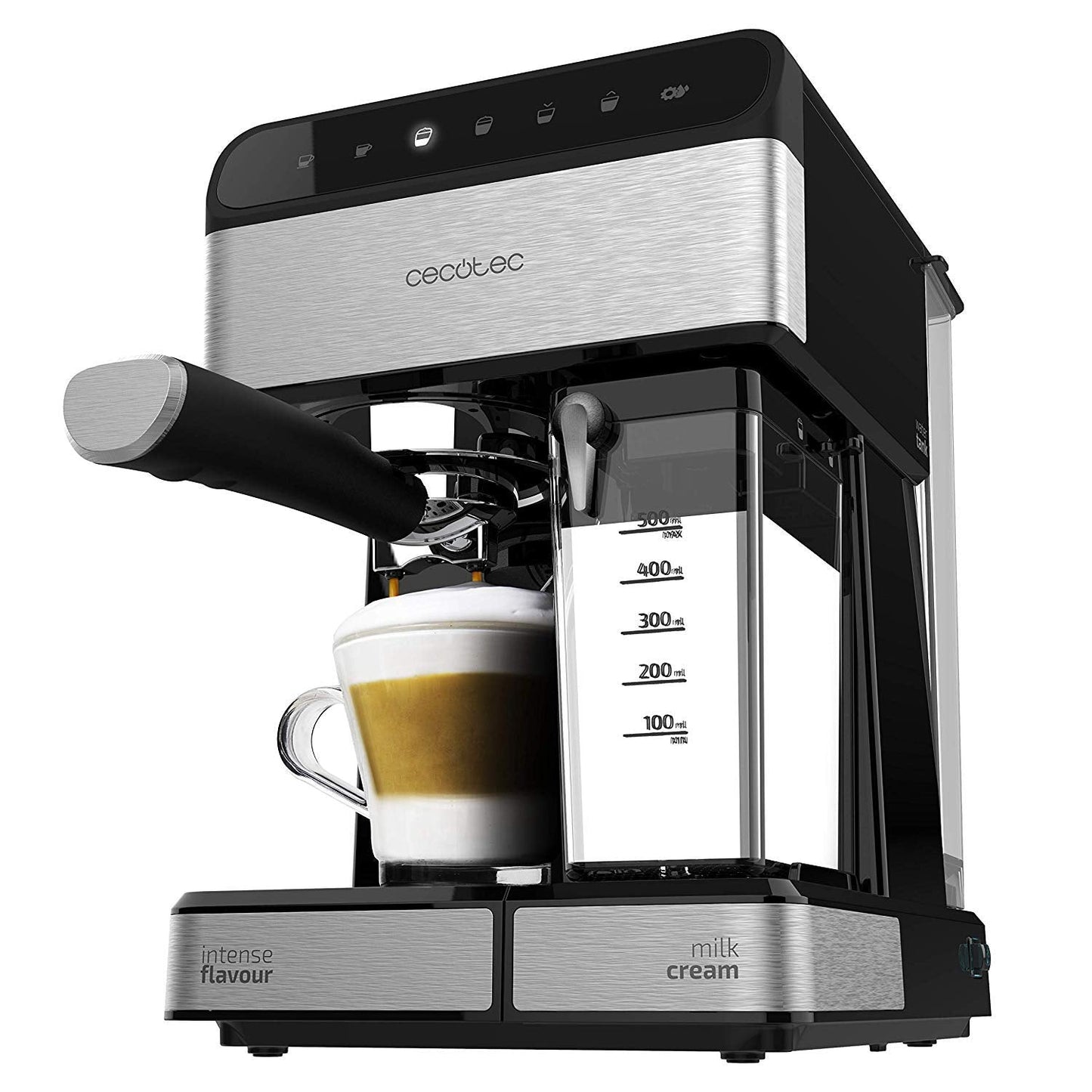 Cecotec Cafeteiras semi-automáticas Power Instant-ccino em aço inox com jarra de café e opção de espuma de leite