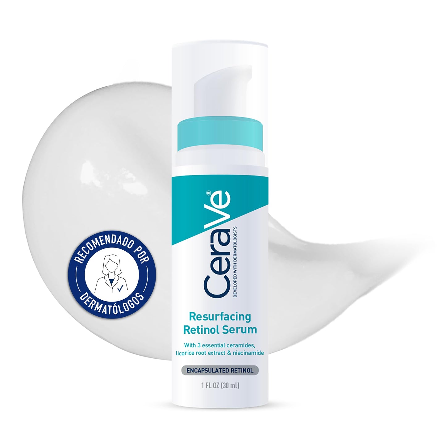CeraVe Retinol Anti-Mark Serum de 30ml com retinol encapsulado e ceramidas, ideal para pele com cicatrizes de acne