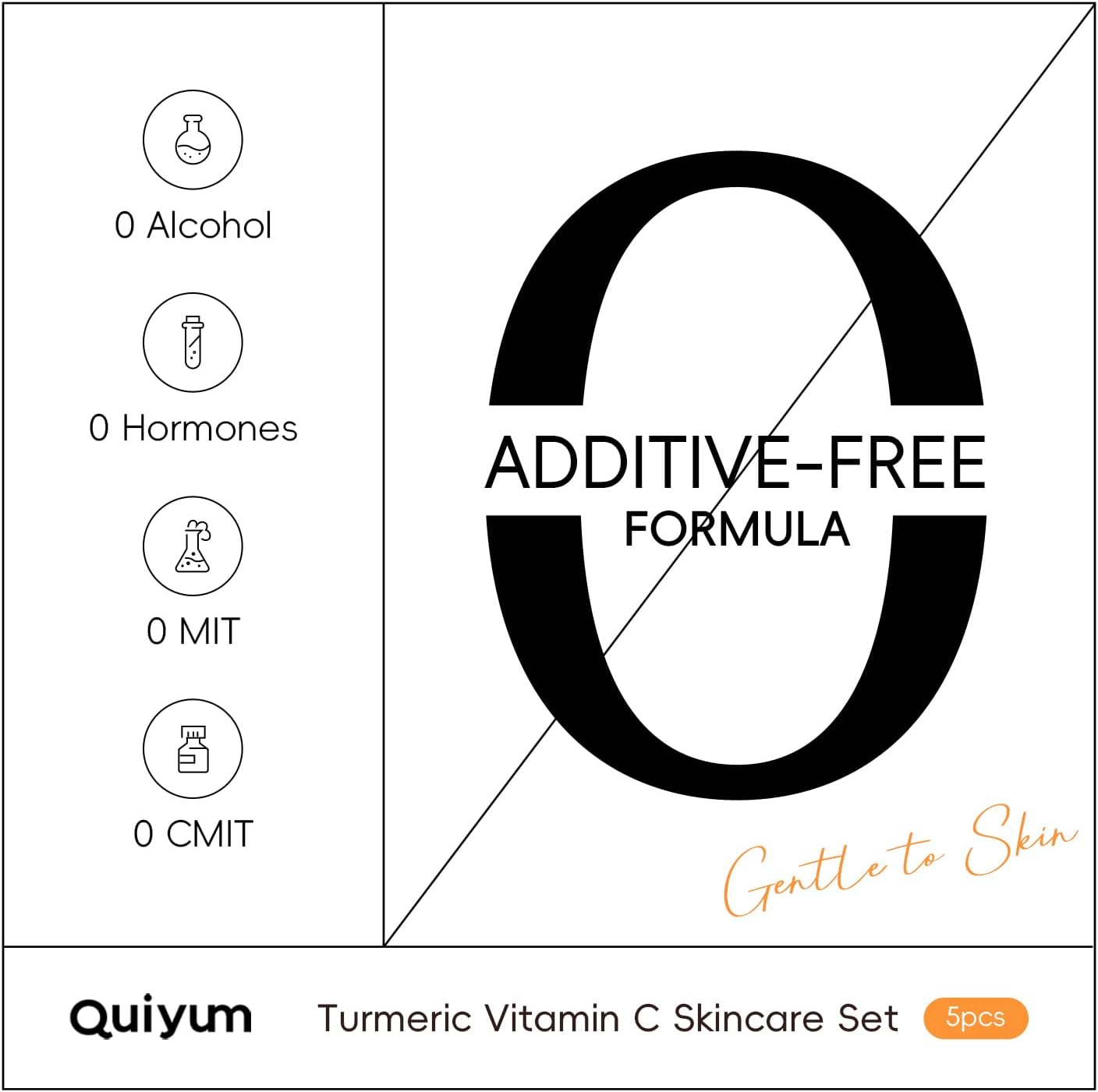 Conjunto de cuidados com a pele curcuma, 5 peças com fórmula livre de aditivos e gentil para a pele.