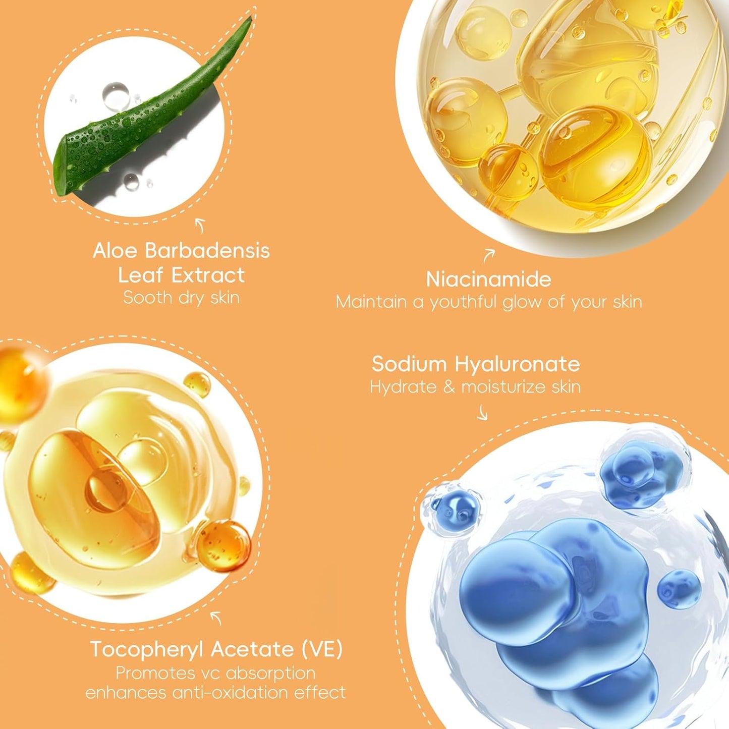 Conjunto de cuidados com a pele curcuma com extratos de aloe vera, niacinamida e ácido hialurônico