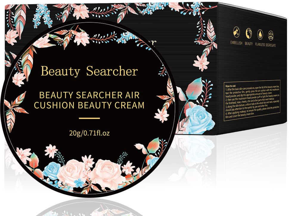 Corretivo CC cream hidratante com almofada de ar, embalagem floral, ideal para cobertura natural e média