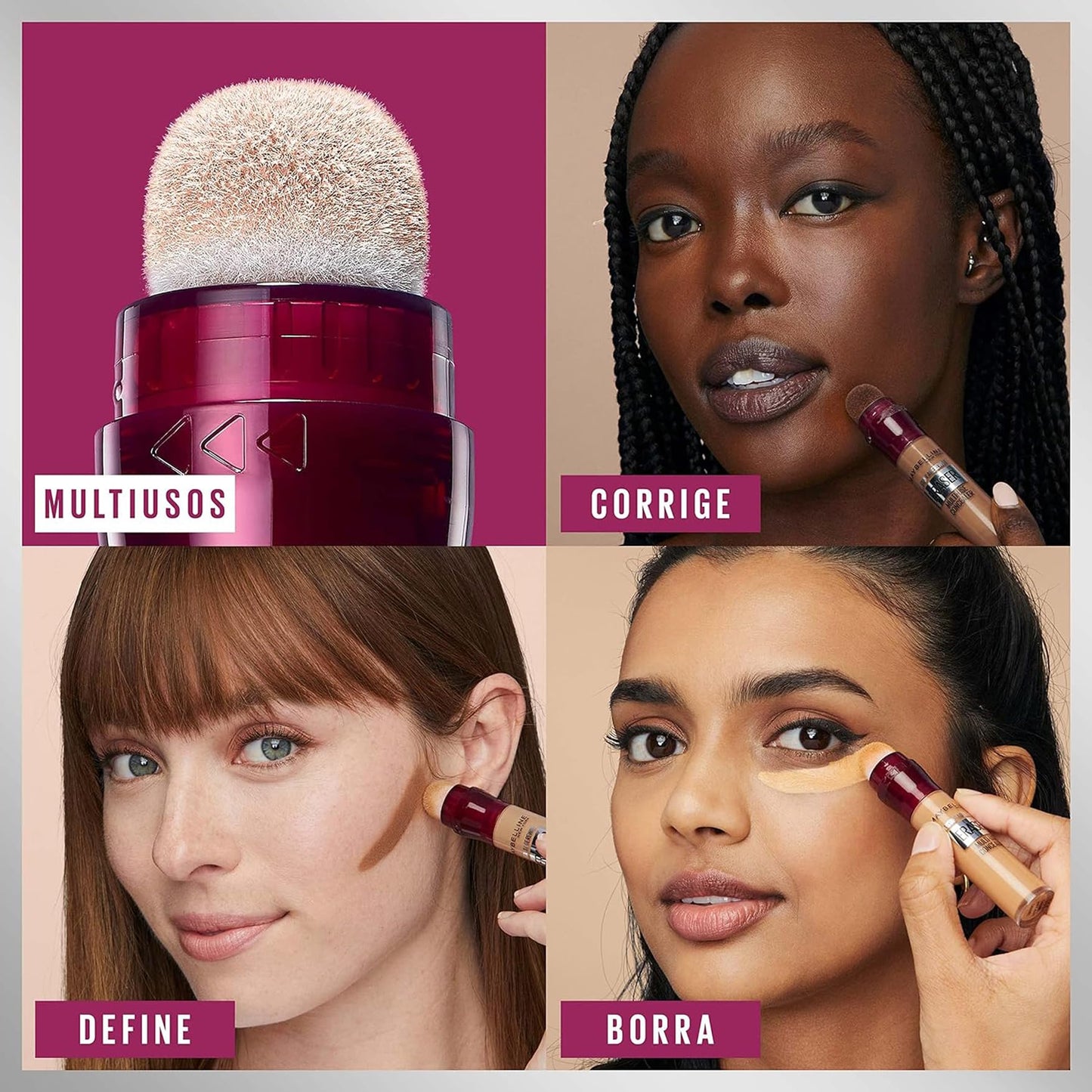 Corretor de olheiras Maybelline com aplicador em esponja para cobertura e definição perfeita.