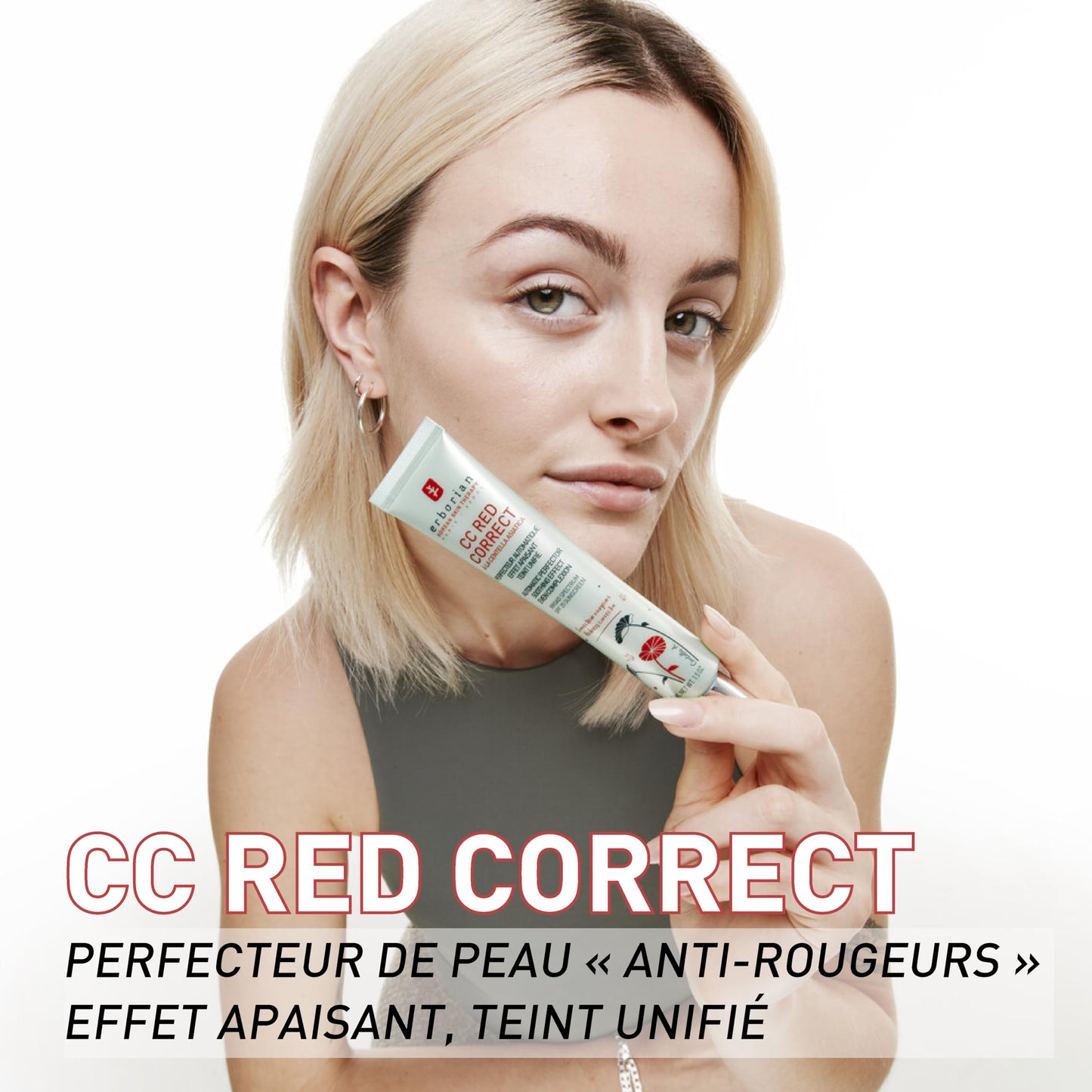 Creme anti-vermelhidao Erborian CC Red Correct para tratamento facial com correção de cor em 15 ml
