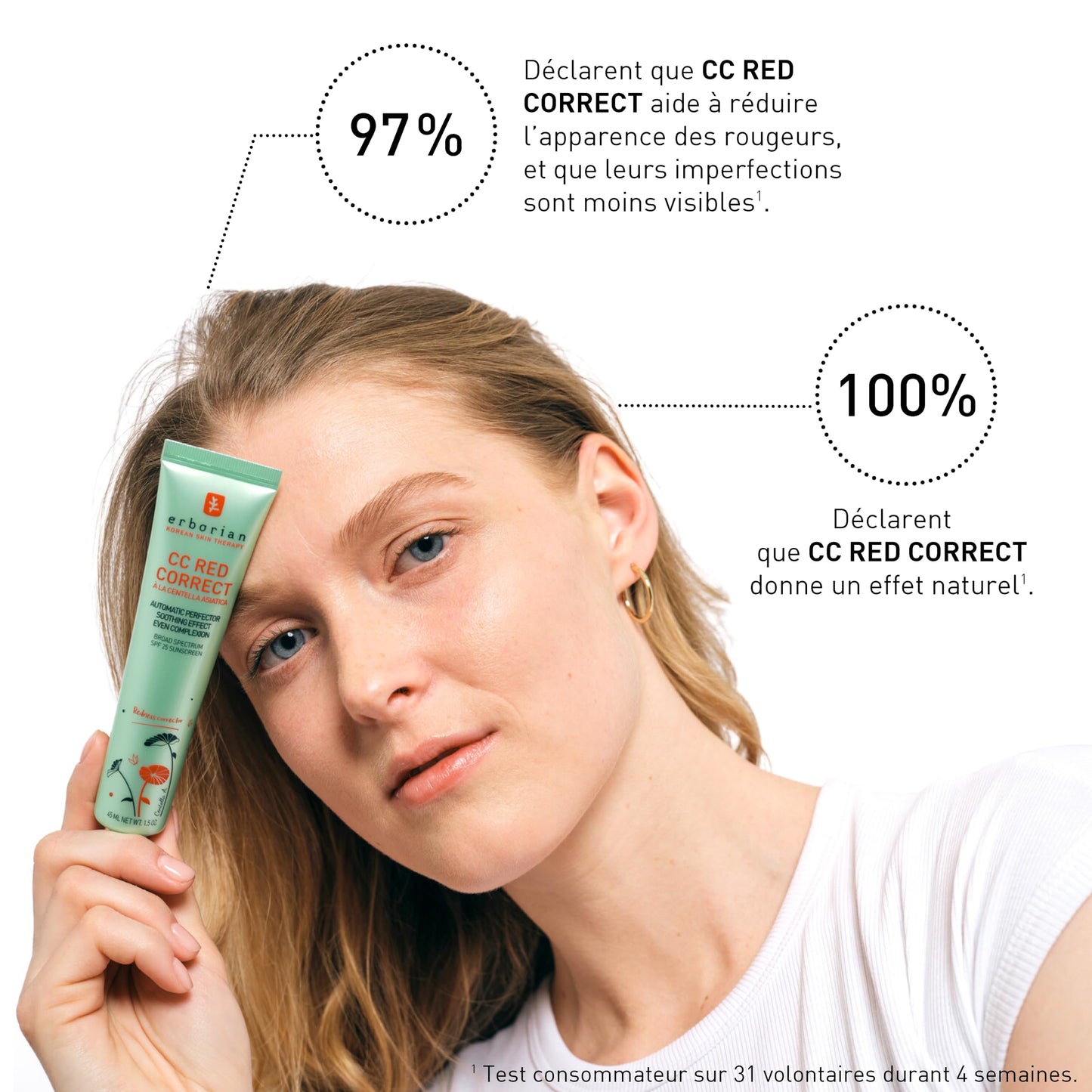 Creme anti-vermelhidão Erborian CC Red Correct com correção de cor para aperfeiçoamento da pele em 15 ml