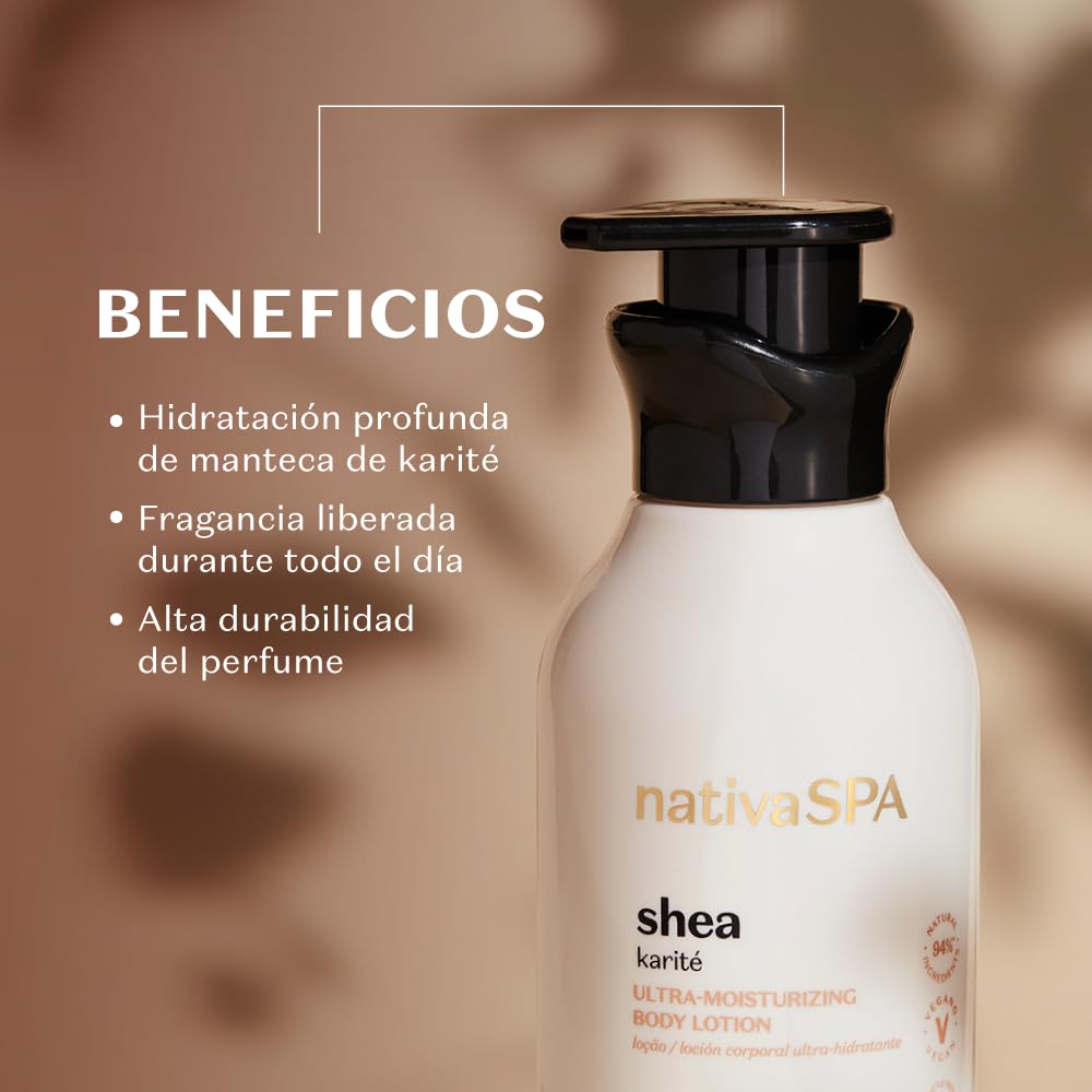 Creme corporal hidratante O Boticário Nativa SPA com manteiga de karité e aroma duradouro em loção de 400 ml