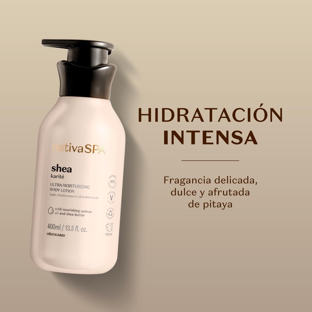 Creme corporal hidratante O Boticário Nativa SPA Karité com gotas de quinoa para hidratação intensa 400ml