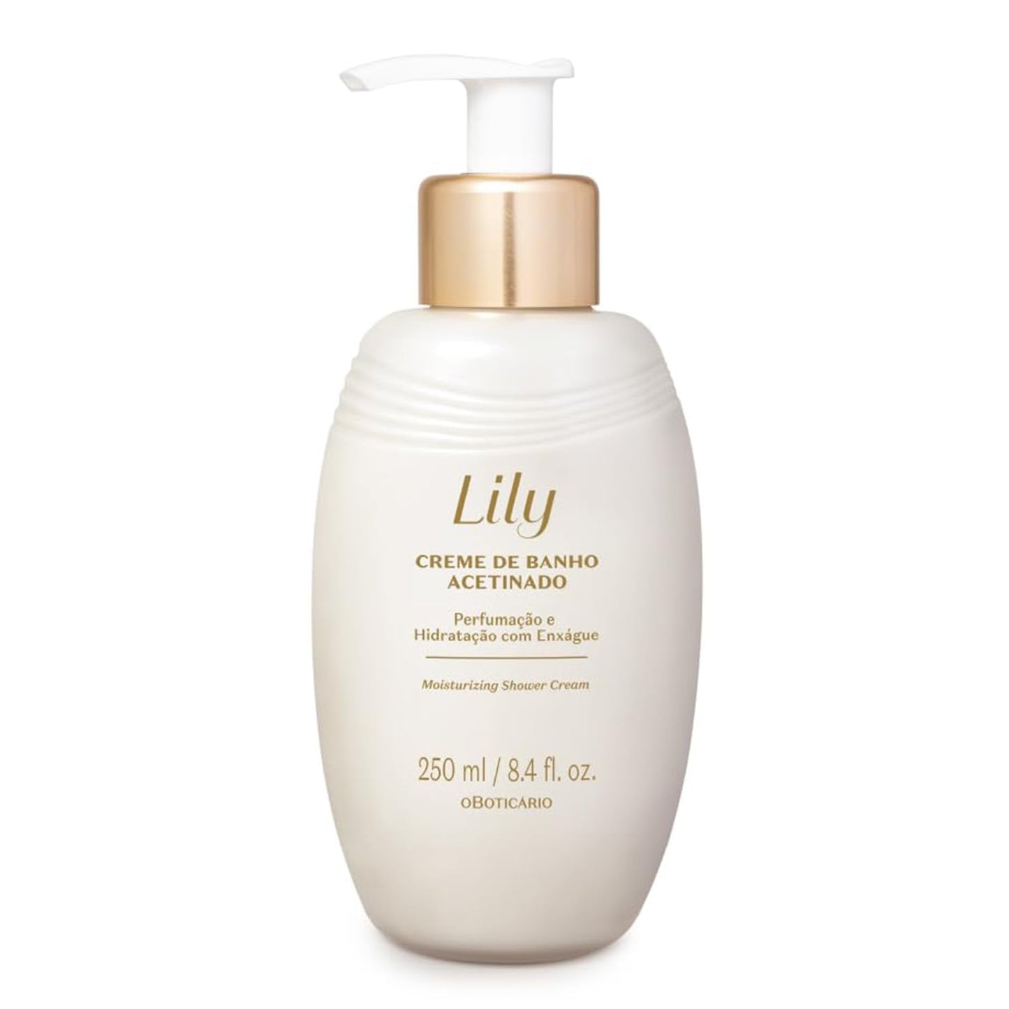 Creme de banho O Boticário Lily Satin com hidratação profunda em embalagem de 250ml