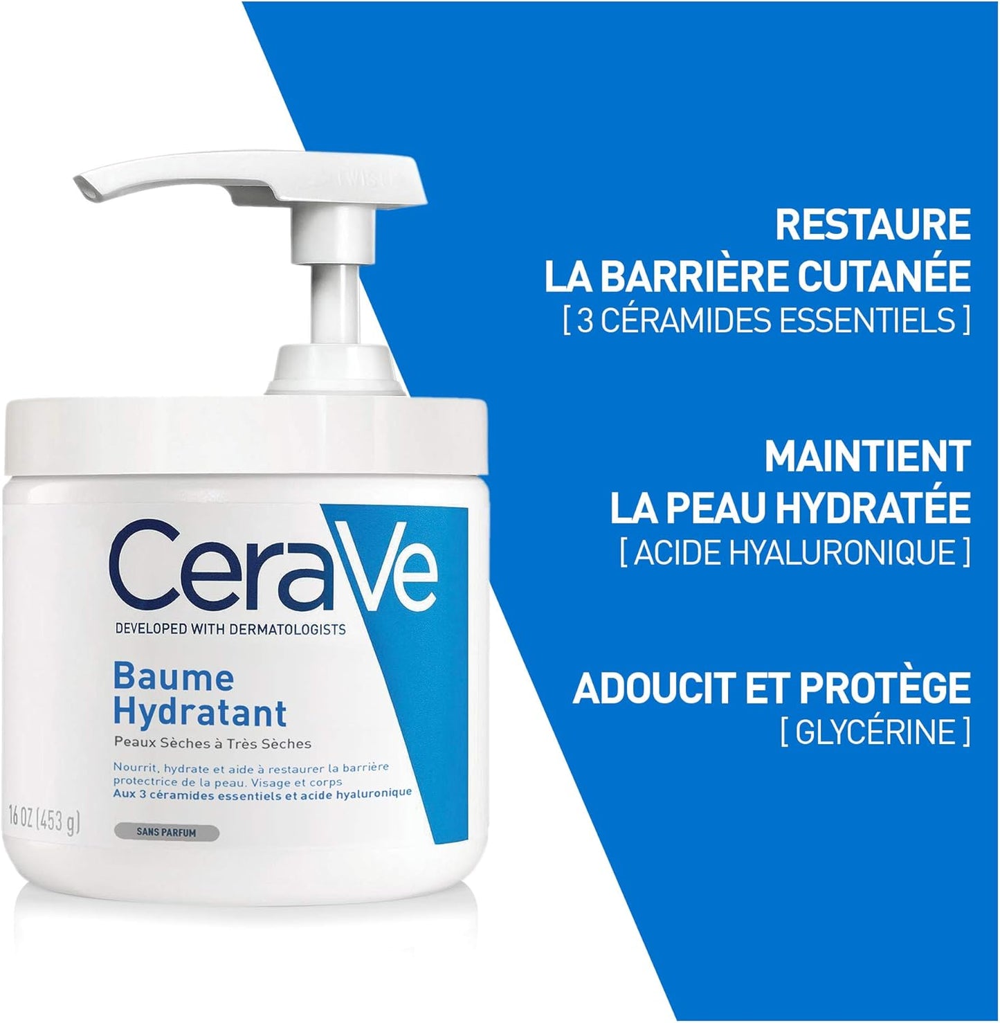Creme hidratante CeraVe 454g com bomba, ideal para manter a pele hidratada e restaurar a barreira cutânea