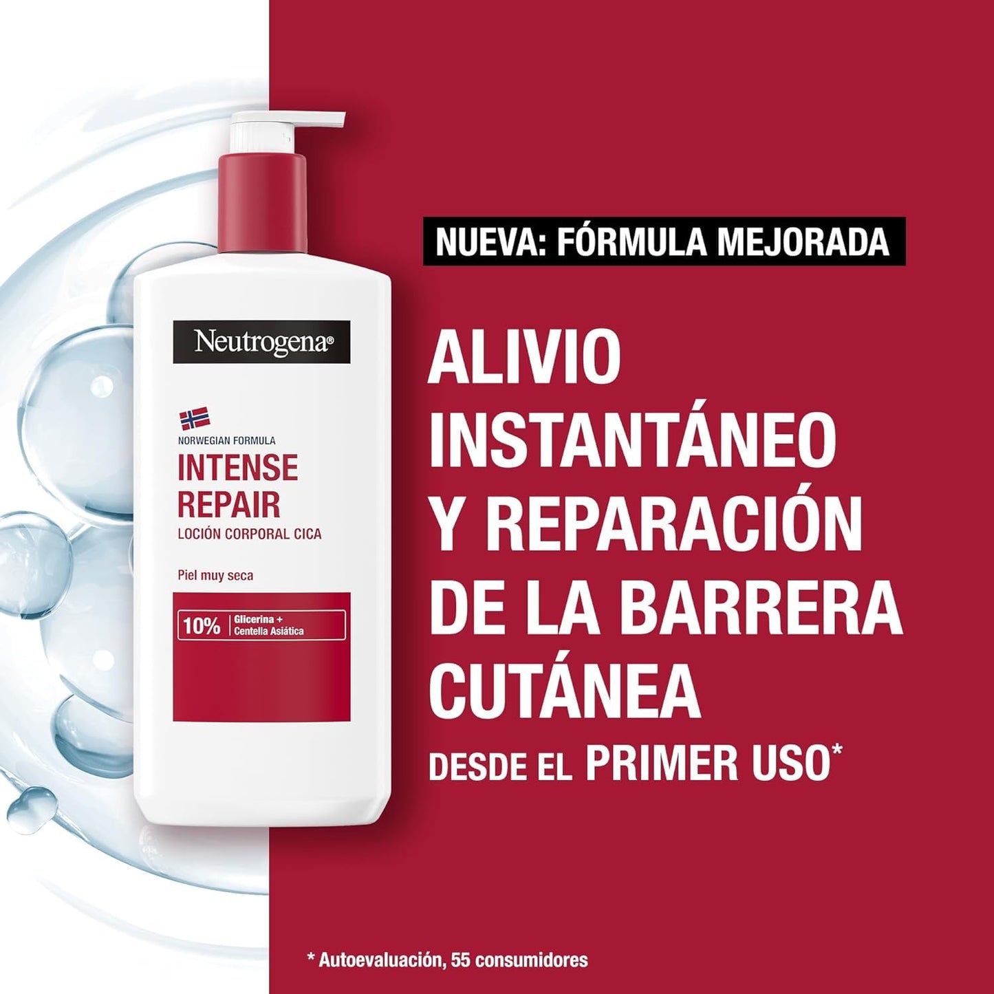 Creme reparador pele seca Neutrogena Norwegian Formula Intense Repair CICA 750 ml, hidratação intensa com glicerina
