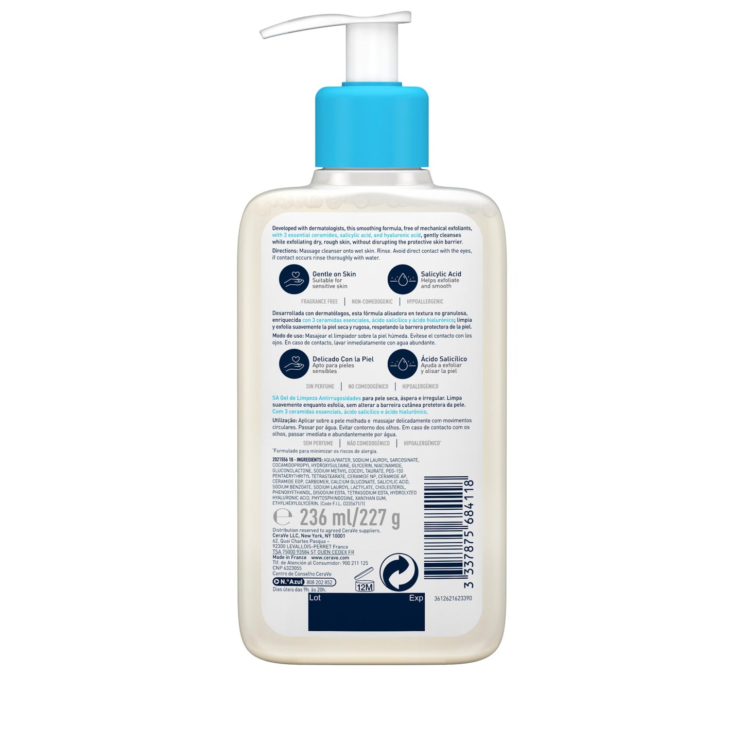 Gel de limpeza hidratante CeraVe para pele normal a seca, limpa e hidrata, com ação equilibrante