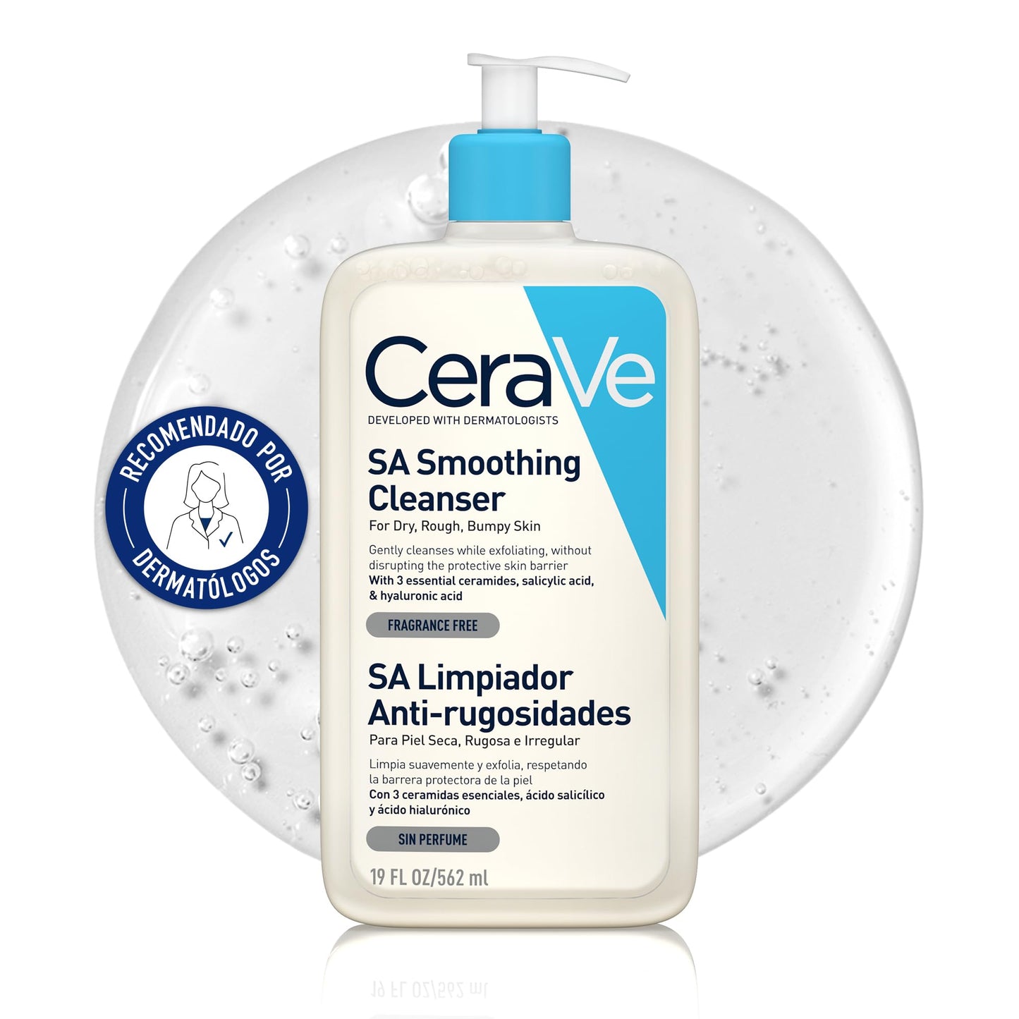 Gel de limpeza hidratante CeraVe para pele normal a seca, limpa e hidrata com salicilato.
