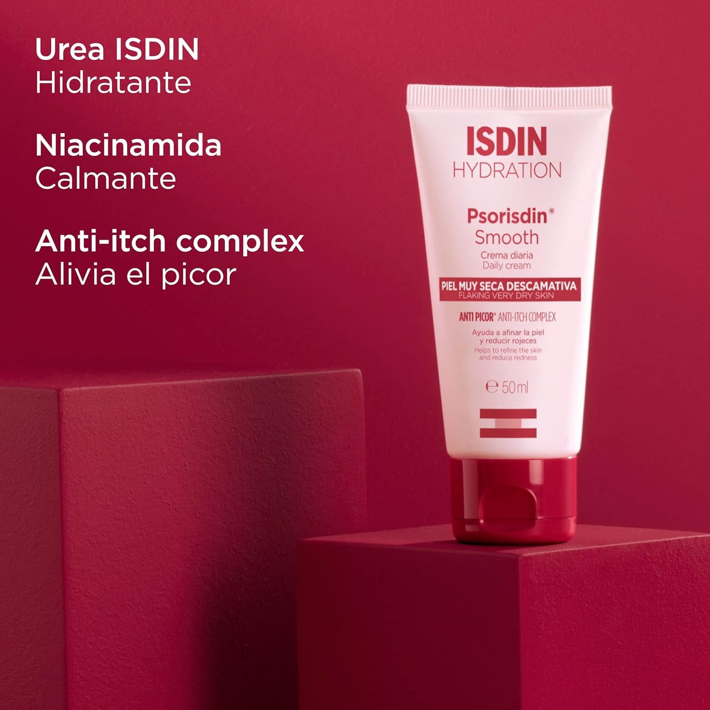 Isdin Psorisdin Smooth creme de 50 ml, reduz o vermelho da pele e alivia sintomas da psoríase