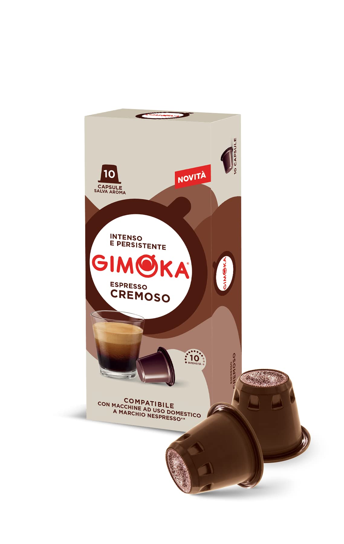 Kit degustação café Nespresso com 5 variedades de café Gimoka, intensidade entre 6 e 13, 10 cápsulas