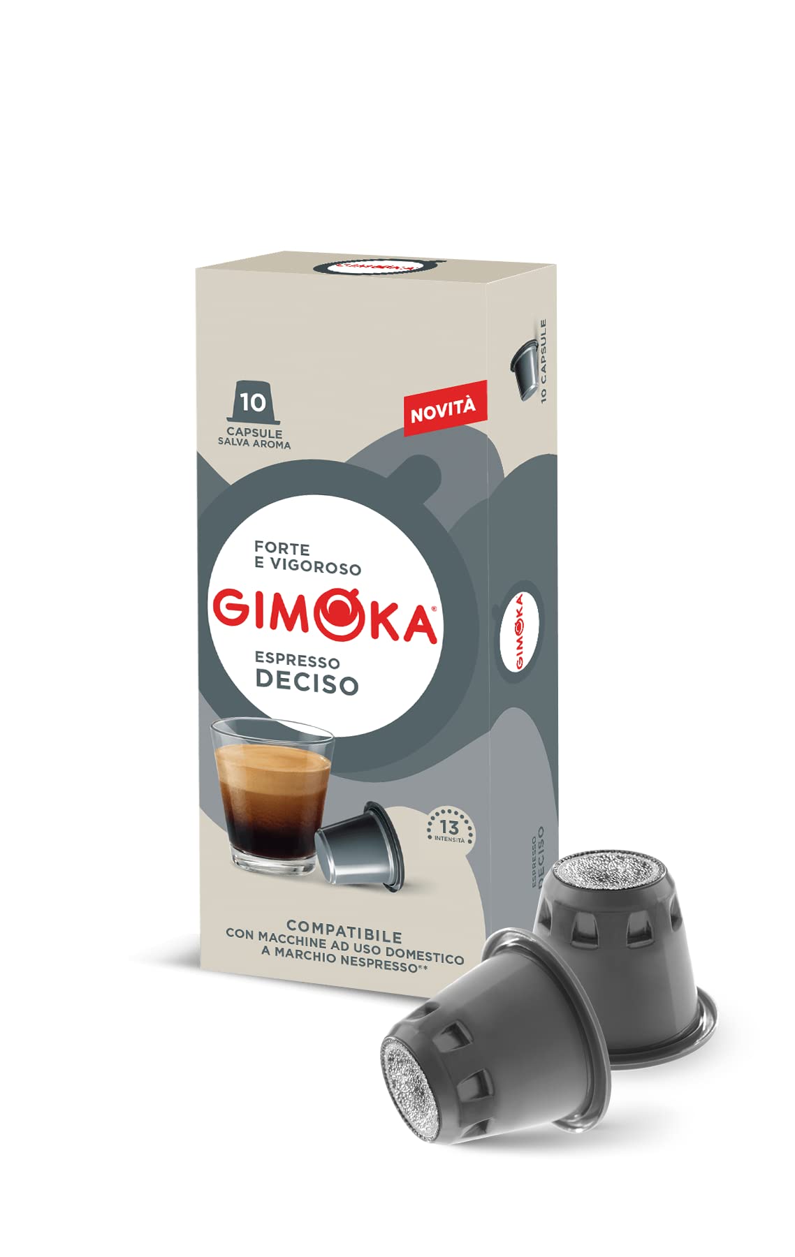 Kit degustação café Nespresso com 5 variedades de café Gimoka, intensidade 6 a 13, 10 embalagens produzidas na Itália