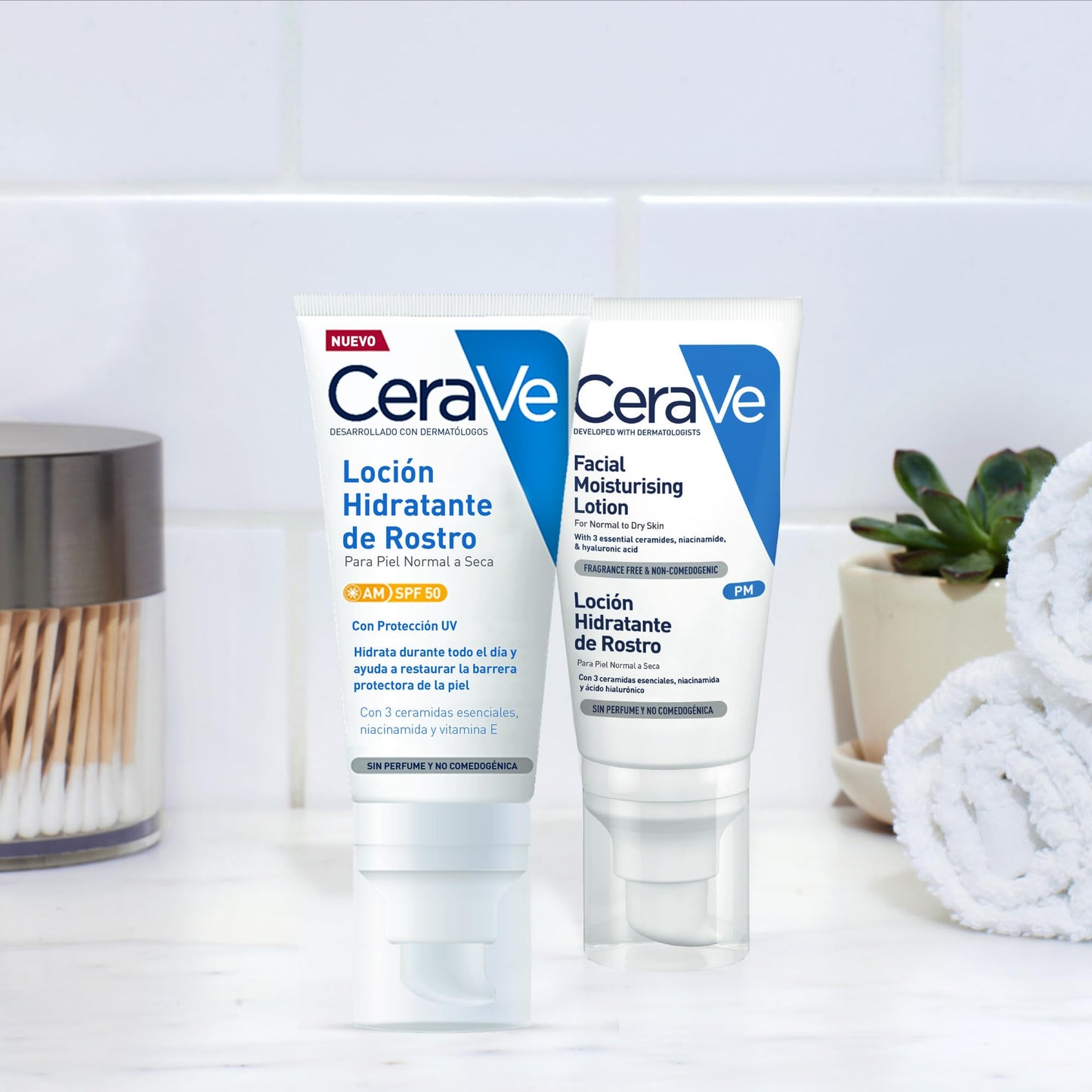 Locão hidratante CeraVe para rosto com proteção SPF, ideal para pele normal a seca
