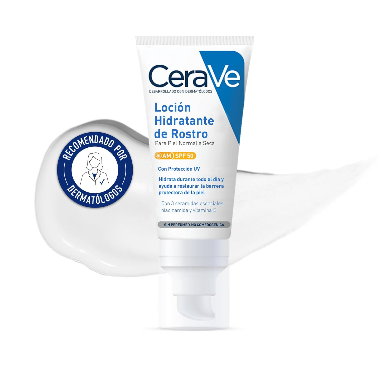 Locao hidratante CeraVe para rosto com proteção solar, ideal para pele normal a seca