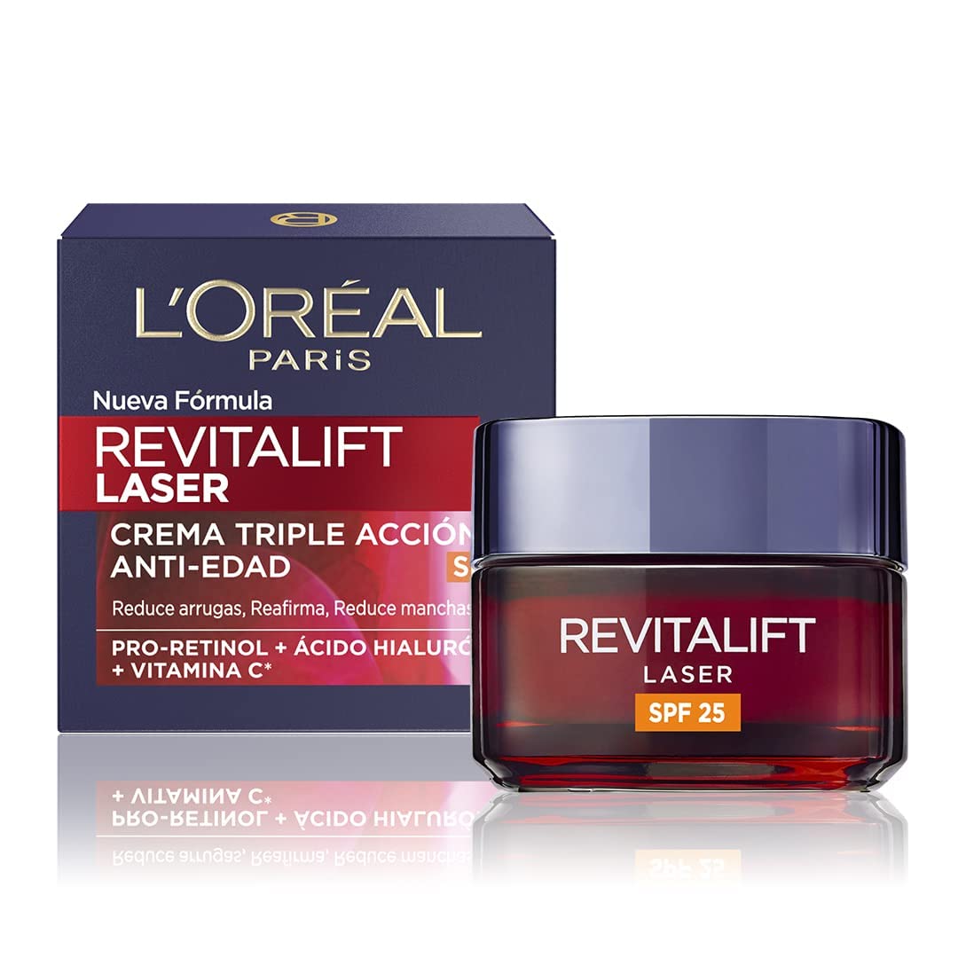 L'Oréal Revitalift Laser creme dia FPS 25 com fórmula tripla ação contra o envelhecimento e proteção solar