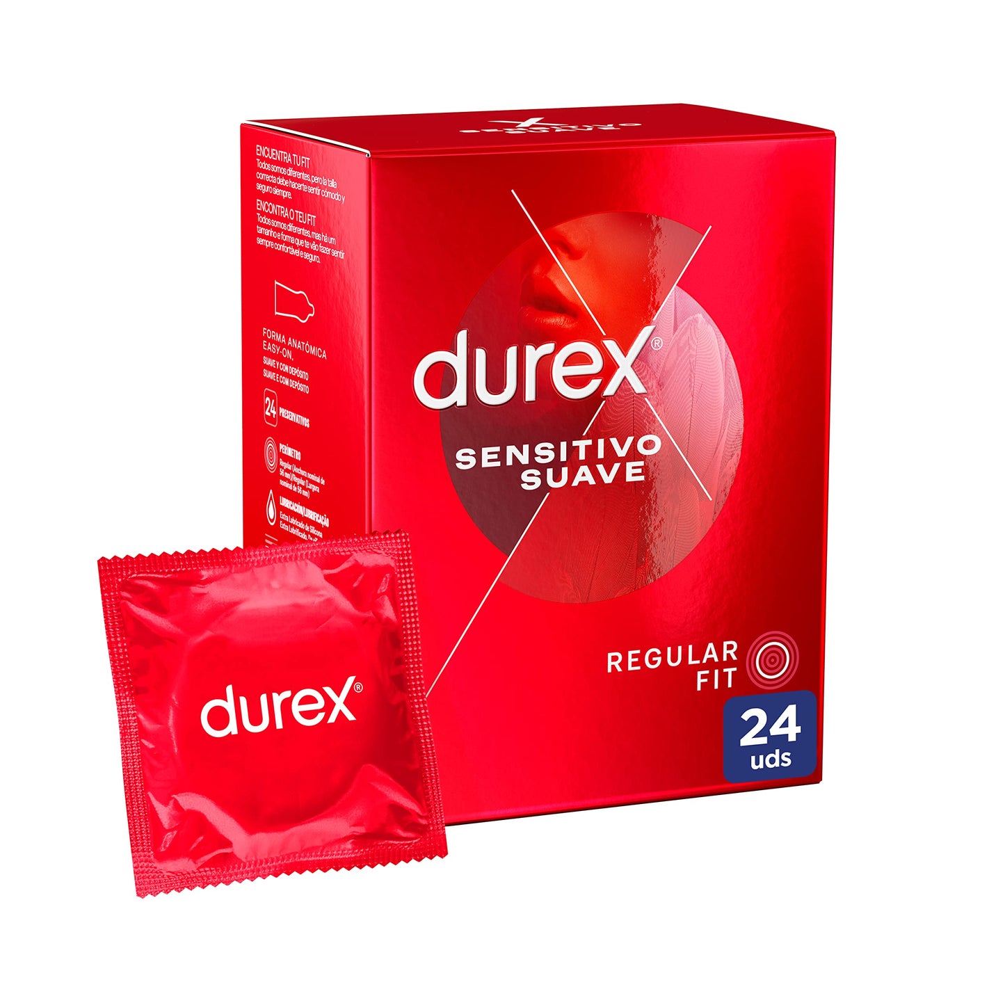 Pacote de preservativos Durex, com 39 preservativos Sensitivo Suave e Sem Látex para conforto extremo