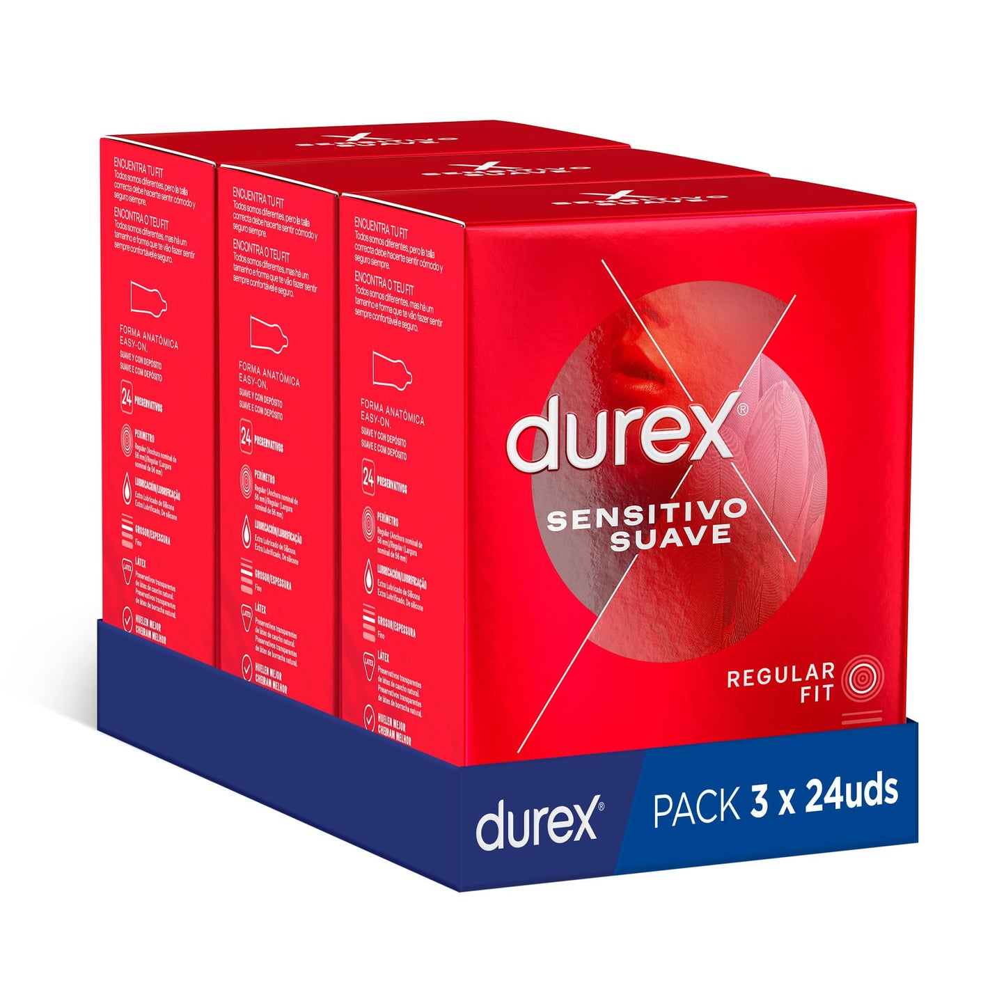 Pacote de preservativos Durex com 39 unidades, incluindo Soft Sensitive e Real Feel sem látex
