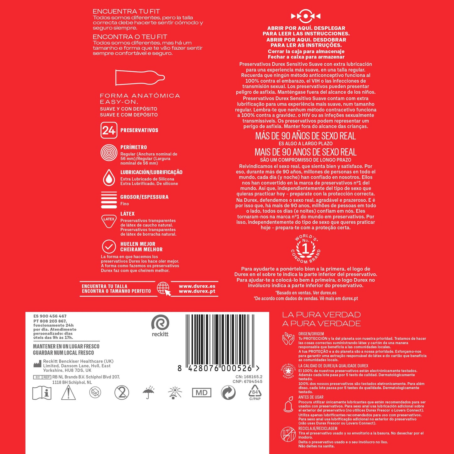 Pacote de preservativos Durex com 39 unidades, incluindo Soft Sensitive e Real Feel sem látex