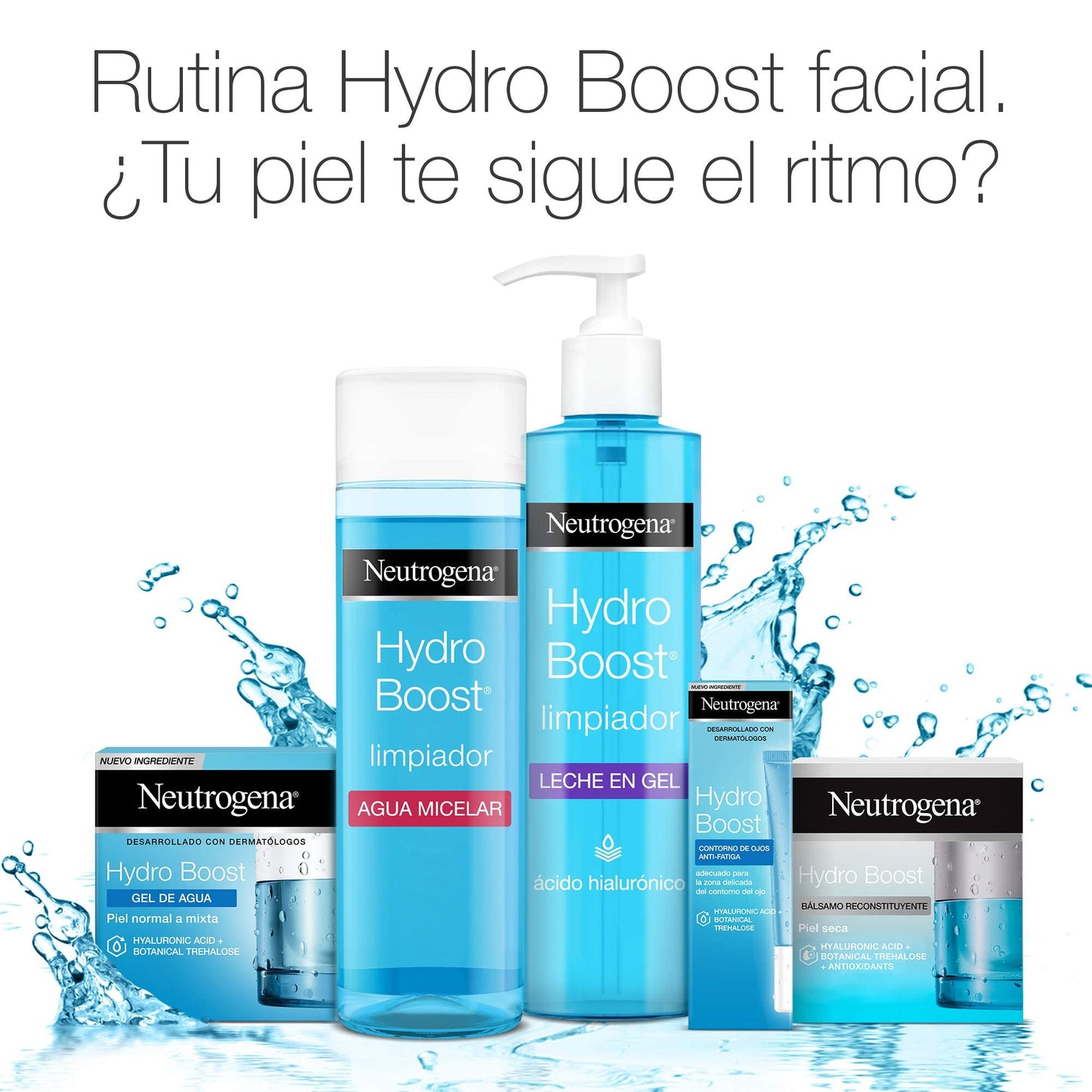 Conjunto da rotina Hydro Boost Neutrogena com produtos para hidratação intensiva da pele