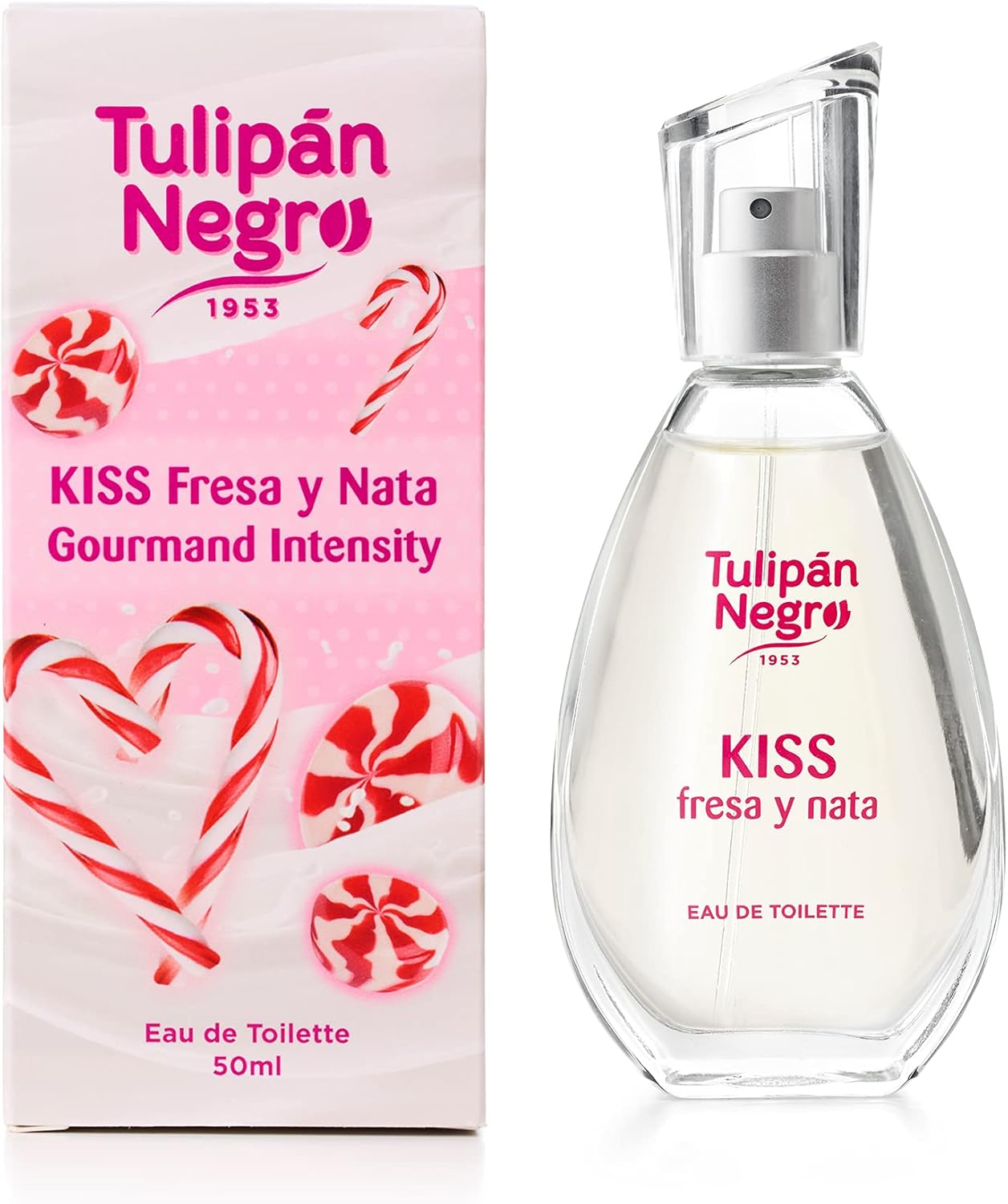 Tulipan Negro - água de colónia unissexo, morango e nata, 50 ml em frasco elegante com embalagem colorida