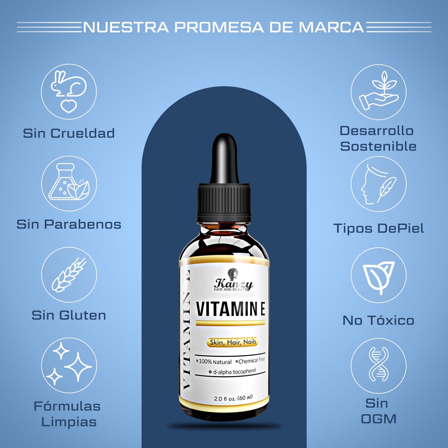 Óleo de Vitamina E 100% natural cuidados faciais e cabelo para hidratação e proteção da pele e fios