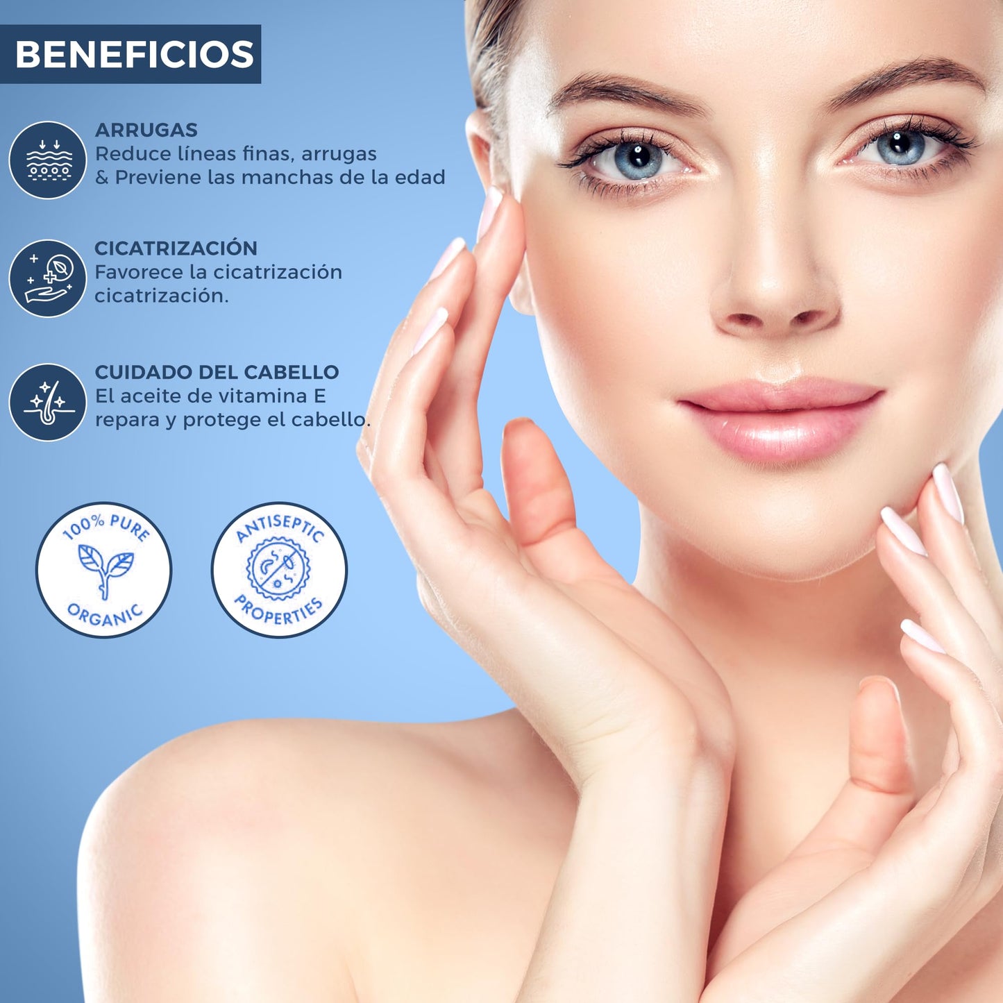 Óleo líquido de vitamina E 100% natural cuidados faciais Kanzy com benefícios para pele e cabelo