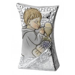 Ícono sagrado colorido vertical - Chapado en plata - ¡Con papel de regalo incluido!