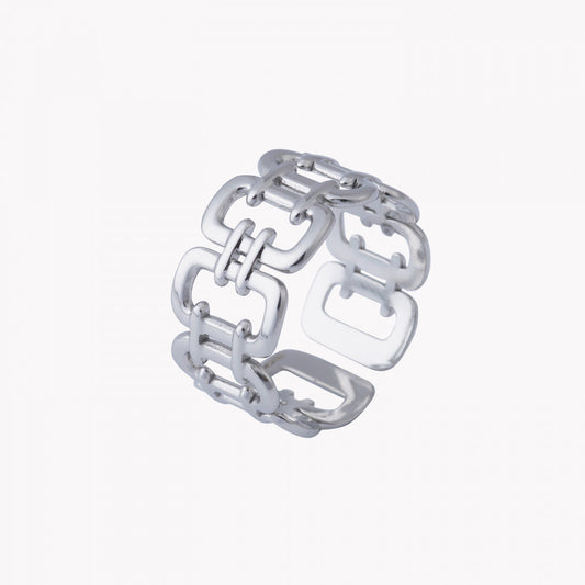 Anel ajustável aço largo - Terra de Estrelas