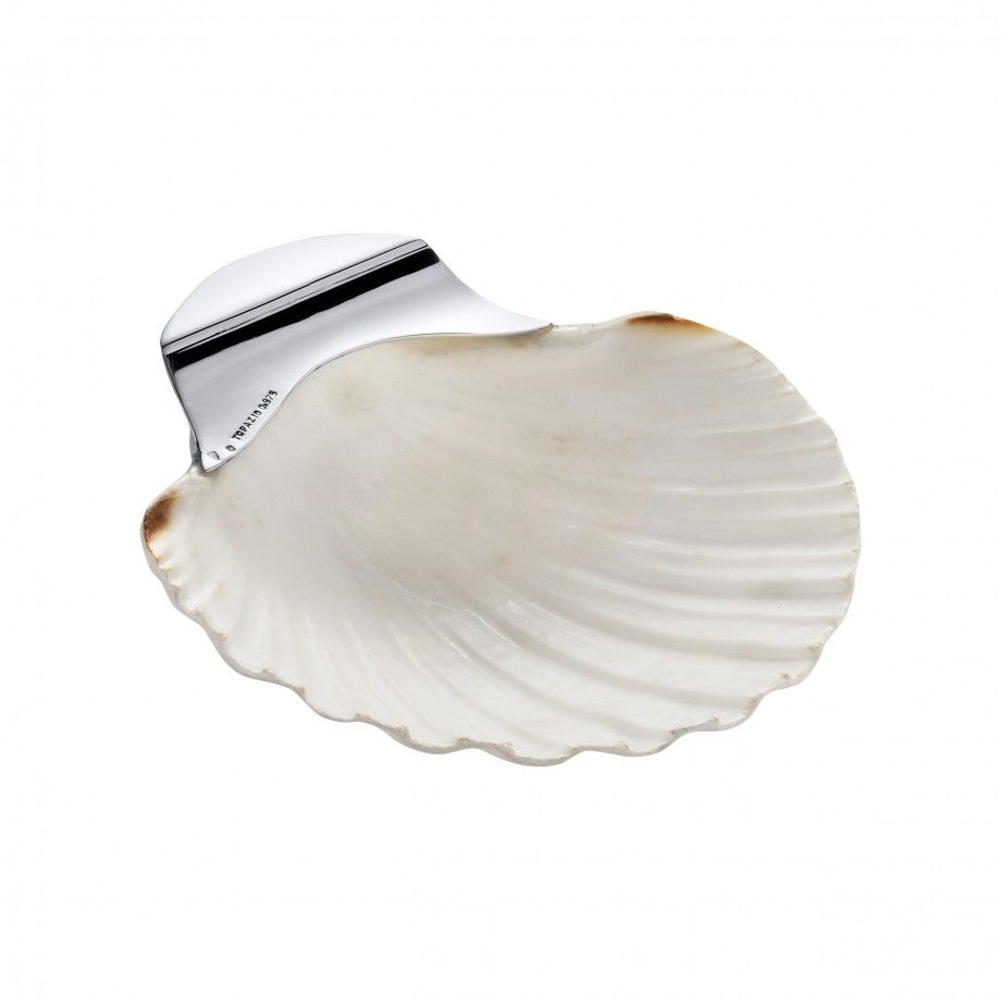 Concha de batismo prata topázio Topázio 1874 concha natural com pega em prata polida para cerimonia de batismo