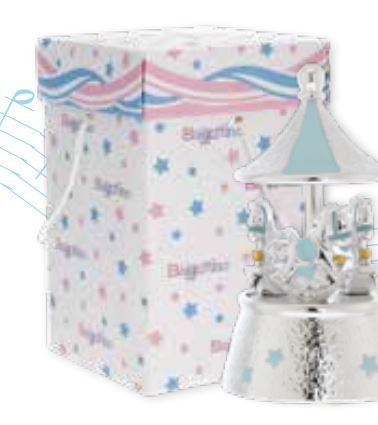 Carrusel Caballos de Porcelana con música - Bañado en Plata - ¡Con packaging incluido!