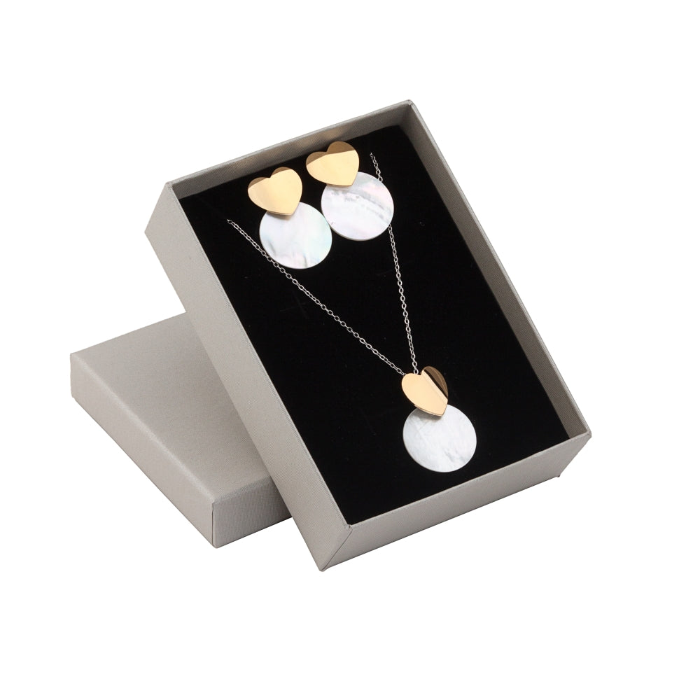 Conjunto de 2 joyas de acero - Corazón con medalla
