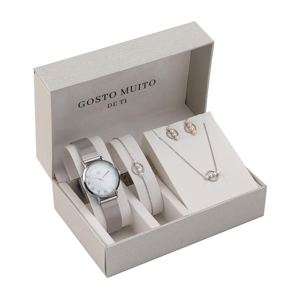 Steel jewelry set - "I really like you" - Pearls 3