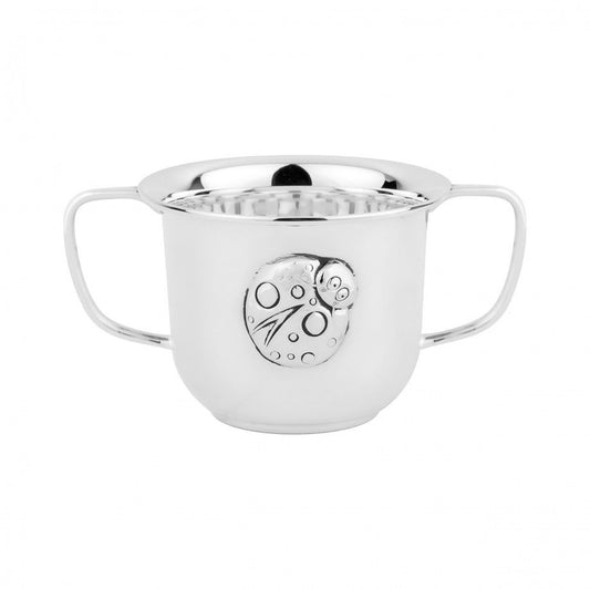 caneca joaninha prata Topázio 1874 copo infantil de prata com alças e aplique de joaninha decorativa