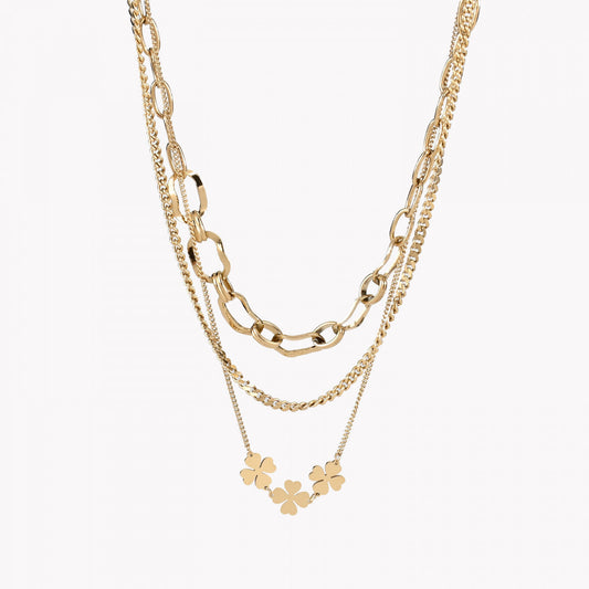 Pack of 3 steel shamrock necklaces