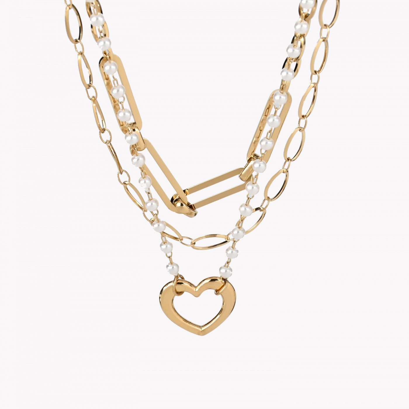 Pack de 3 collares de corazón de acero