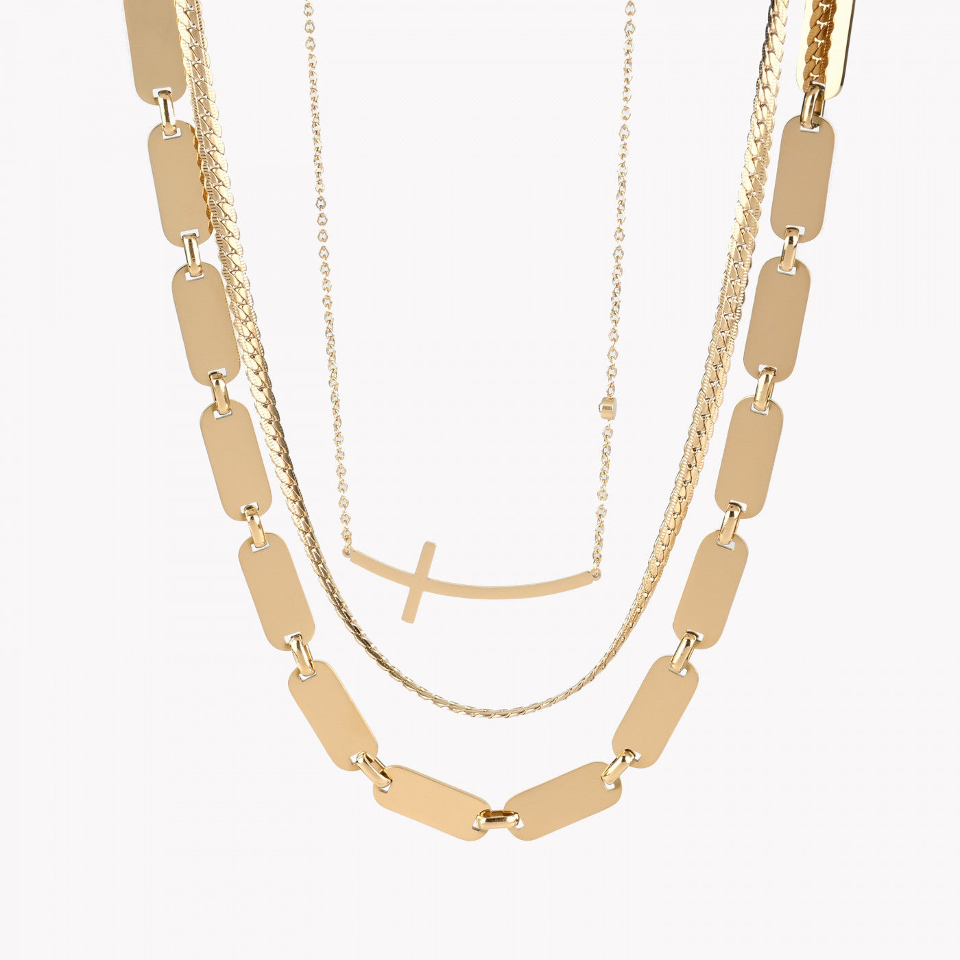 Pack de 3 collares con cruz de acero
