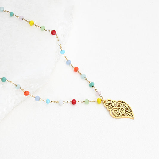 Colorful heart of Viana steel necklace